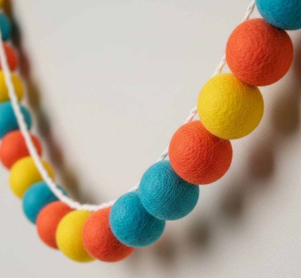 Vibrant felt ball garland